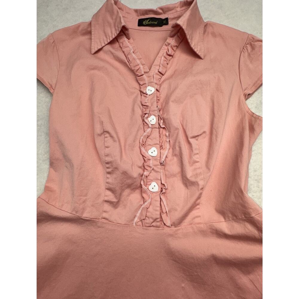 Womens Wedtrend Pink Peach Size XL Vintage Style Heart Button Swing Dress Cotton - Picture 3 of 9